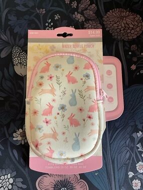 Water Bottle Pouch with Pink Bunny Print -